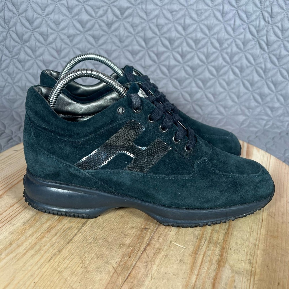 Hogan Interactive Women’s Size EU 38.5 US 8.5 Shoes Sneakers Blue Sequin Suede
